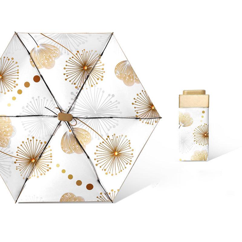 Small Fresh Portable Rain And Sun Anti-UV Umbrella Lady Chic Oil Painting Parasol Sunscreen Protection Mini Five-fold Umbrella