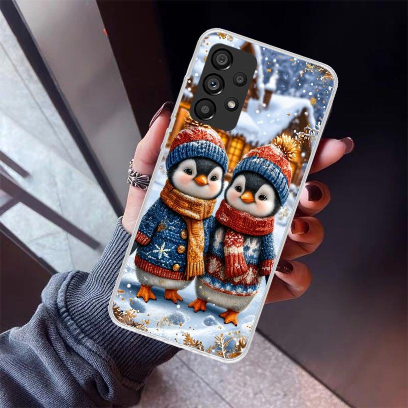 Christmas Penguin Phone Case For Samsung Galaxy A12 A52S A42 A32 A22 A51 A50 Note 20 Ultra 10 S10 Plus A71 A70 A31 A30 A10S Gala