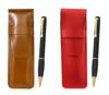 Тонкий пенал из воловьей кожи, красно-коричневый, набор, вращающаяся шариковая ручка из резины, черный цвет ASCR-T102BP-B