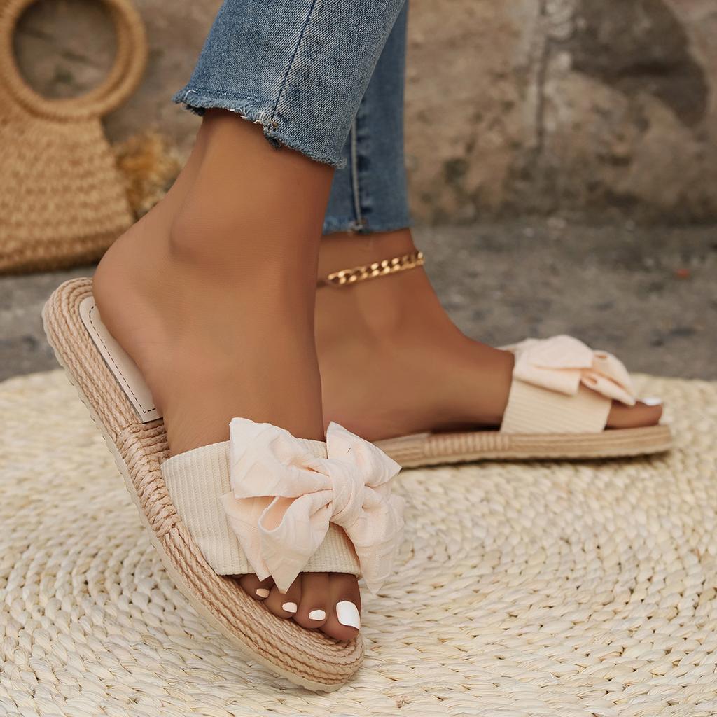 Женские модные повседневные тапочки на плоской подошве с большим цветком