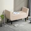 Upholstered Bench with Storage, Armrests, Velvet-Like Polyester, Rubberwood, 107 x 42 x 65 cm, Beige