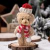 Плюшевый медведь Рождественское украшение Маленький мягкий медведь в вязаной шапке и шарфе Милые животные Настольное украшение для рождественских сувениров