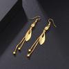 Japanese and Korean Women's Leaf Temperament Fringed Long Ear Hook Earrings Jewelry