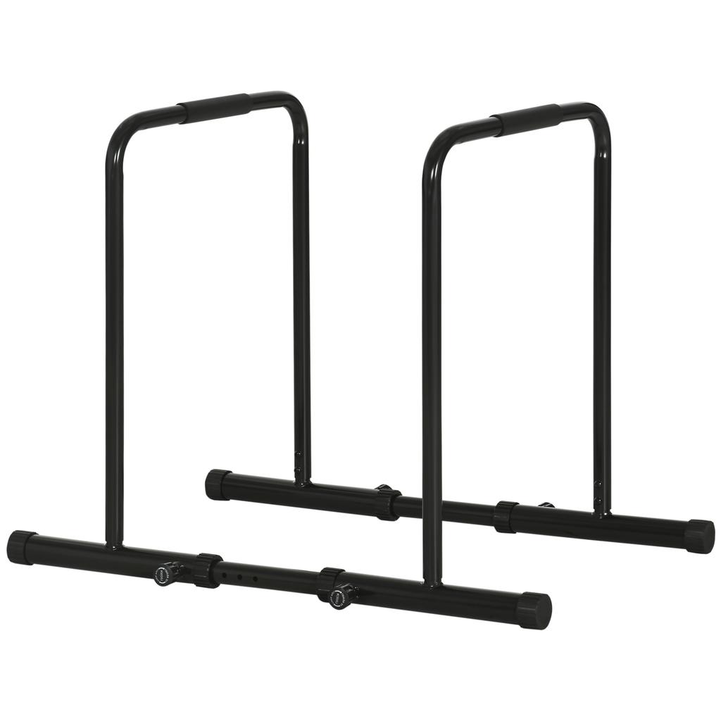 Dips Parallel Bar Steel Strength Training Station, Adjustable Height and Spacing, 90-102x65x80-90cm, Black