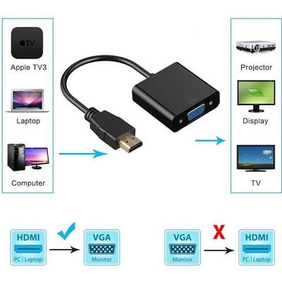 Адаптер HDMI на VGA - Высокое качество - 1080P - Поддержка звука - HDMI Male - VGA Female