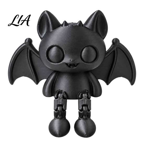 Portable Room Decor 3D Printed Articulated Bat Figurine, Flexible Cartoon Ornament with Movable Jointed Toy Joints, Desktop Animal Sitter for