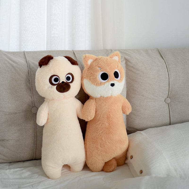 Puppy dog long throw pillow plush toy doll Shiba Inu Bull Terrier doll girl soothing doll