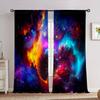 3D Planets Space Galaxy Glow Curtains for Bedroom Living Room Office Home Decor Rod Pocket Design Glam Style 2 Piece Set