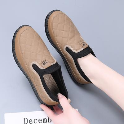****** и Осенние Новые Женские Повседневные Одинарные Туфли Подошва S**t Универсальные Старые ******* Тканевые Туфли Женская Мода На Плоской Подошве Боковые Туфли-Лодочки Мамины Туфли