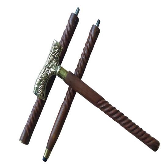 Трость для морской ходьбы, коричневое черное дерево, ручка в форме латуни, золотистый тон, натуральное дерево, унисекс