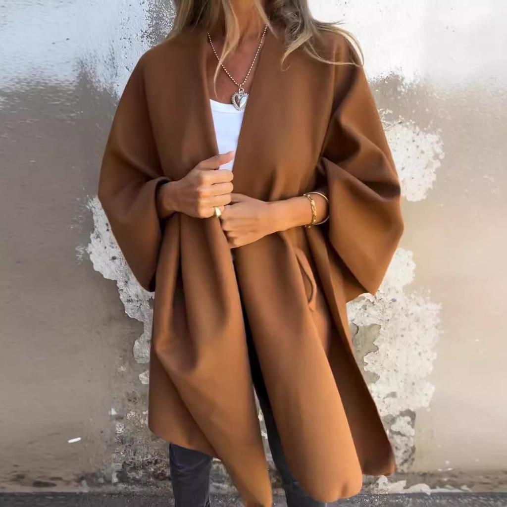 European and American Autumn/Winter Shawl Cloak - Slimming, Warm, Solid Color, Versatile Coat
