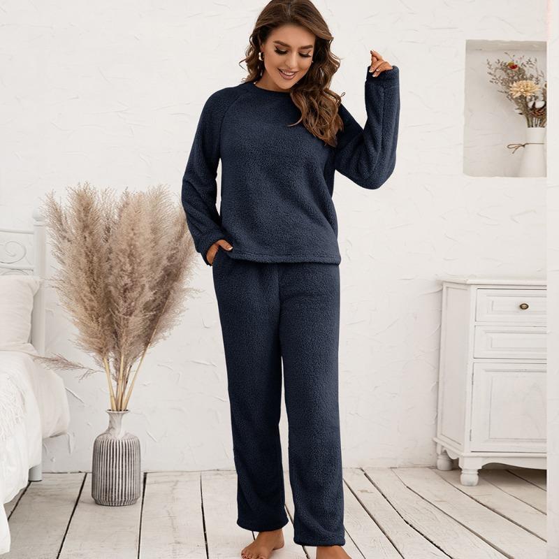 Plus Size Sweatshirt Pant Suit Loose Casual Homewear Double-sided Plush Two-piece Set