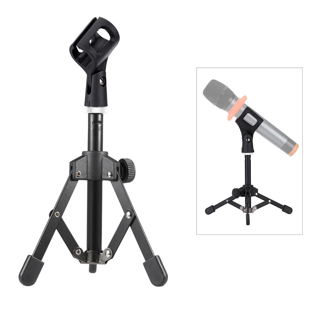 MS-12 Mini Foldable Adjustable Desktop Tripod Microphone Stand with MC3 Mic Clip Holder Bracket for