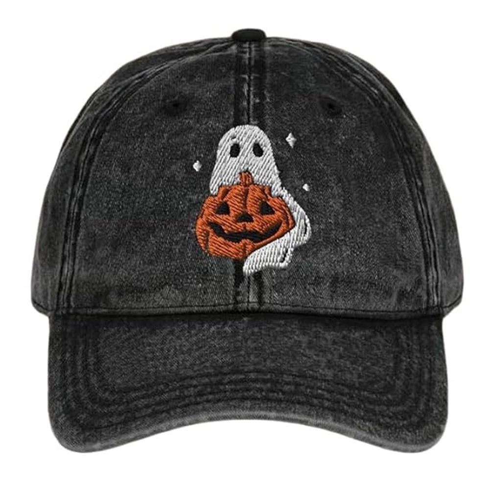 Halloween Ghost Hat for Women Men Halloween Pumpkin Embroidery Baseball Cap for Fishing Camping Picnic Beach Family Outings