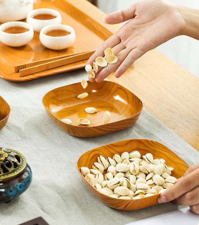 Бытовая маленькая тарелка поднос с имитацией древесной текстуры 2 шт.