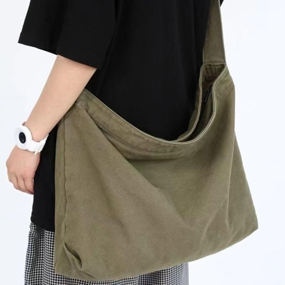Large Capacity Canvas Crossbody Bag Retro Tote Bag Fashion Messenger Bag Travel