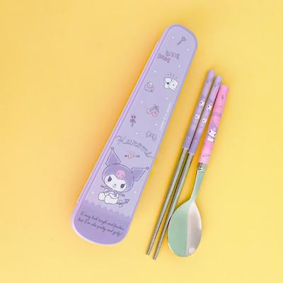 Lilpang Kuromi Slim Vacuum Junior, набор ложек + футляр, разные цвета, ложка + палочки для еды + футляр