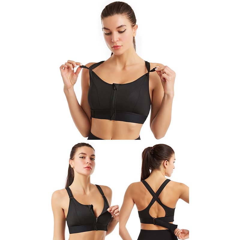 Спортивный бюстгальтер с застежкой-молнией спереди, регулируемый эластичный противоударный жилет без стального кольца, перекрещивающееся сзади нижнее белье, женский спортивный жилет
