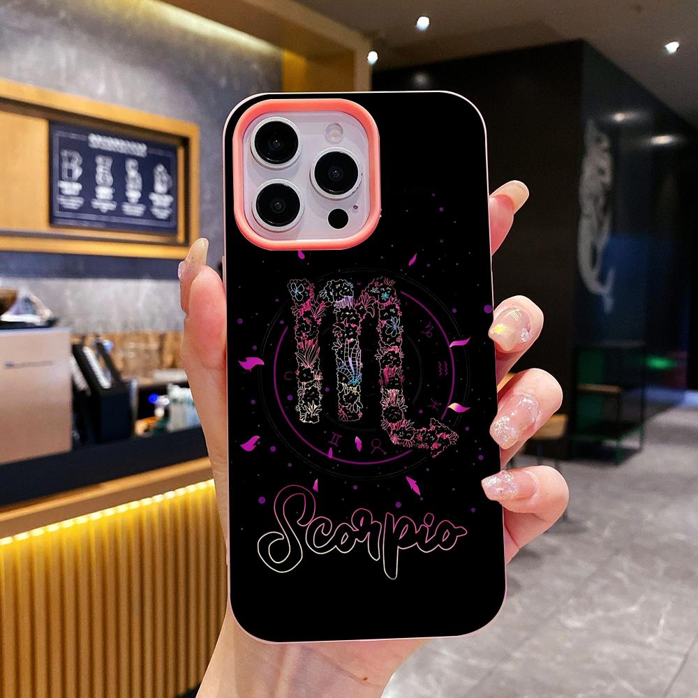 Чехол для телефона со знаком зодиака Скорпион для iPhone 17 16 15 14 13 12 11 Air Pro Max Plus Розовый чехол-желе двойной слой