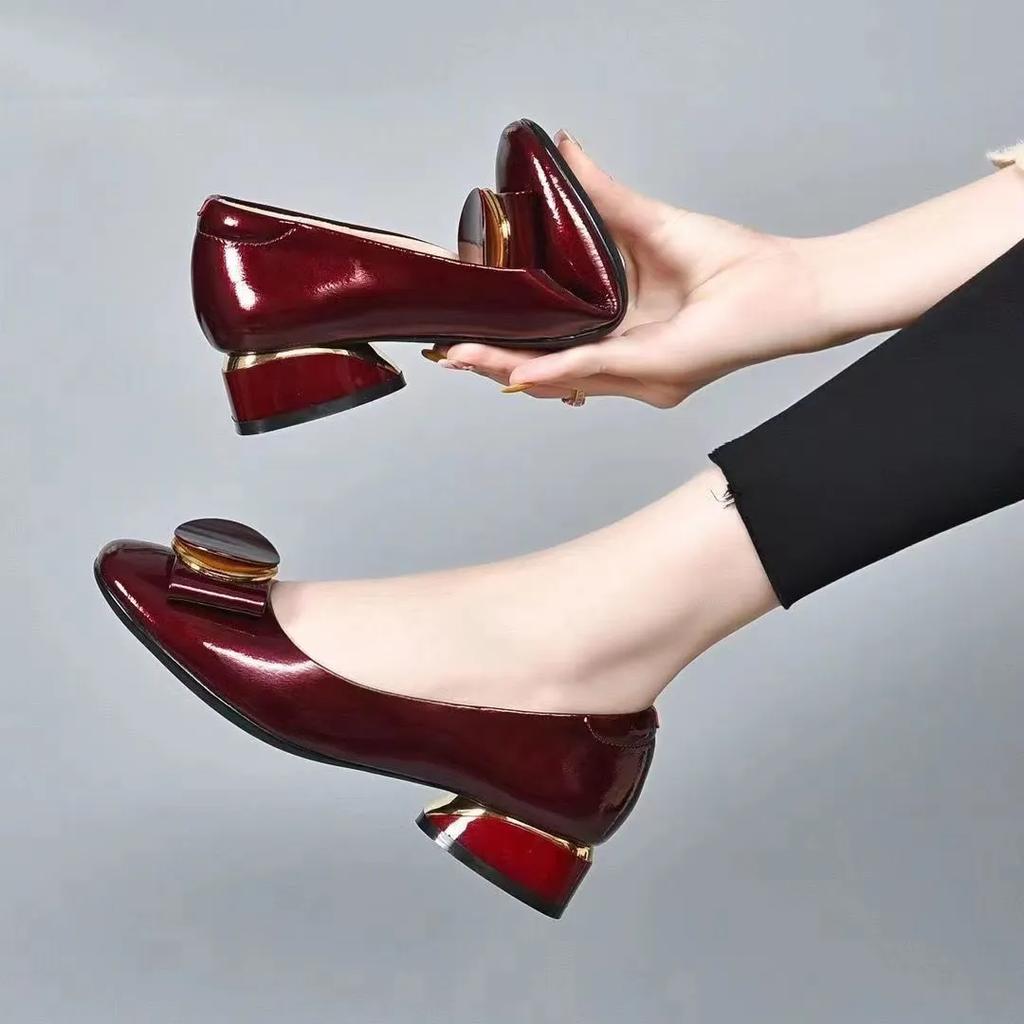 Cresfimix Женские Модные Черные Туфли-лодочки С Квадратным Каблуком Без Застежки Летние Удобные Туфли на Каблуке для Офиса Коричневые B6308