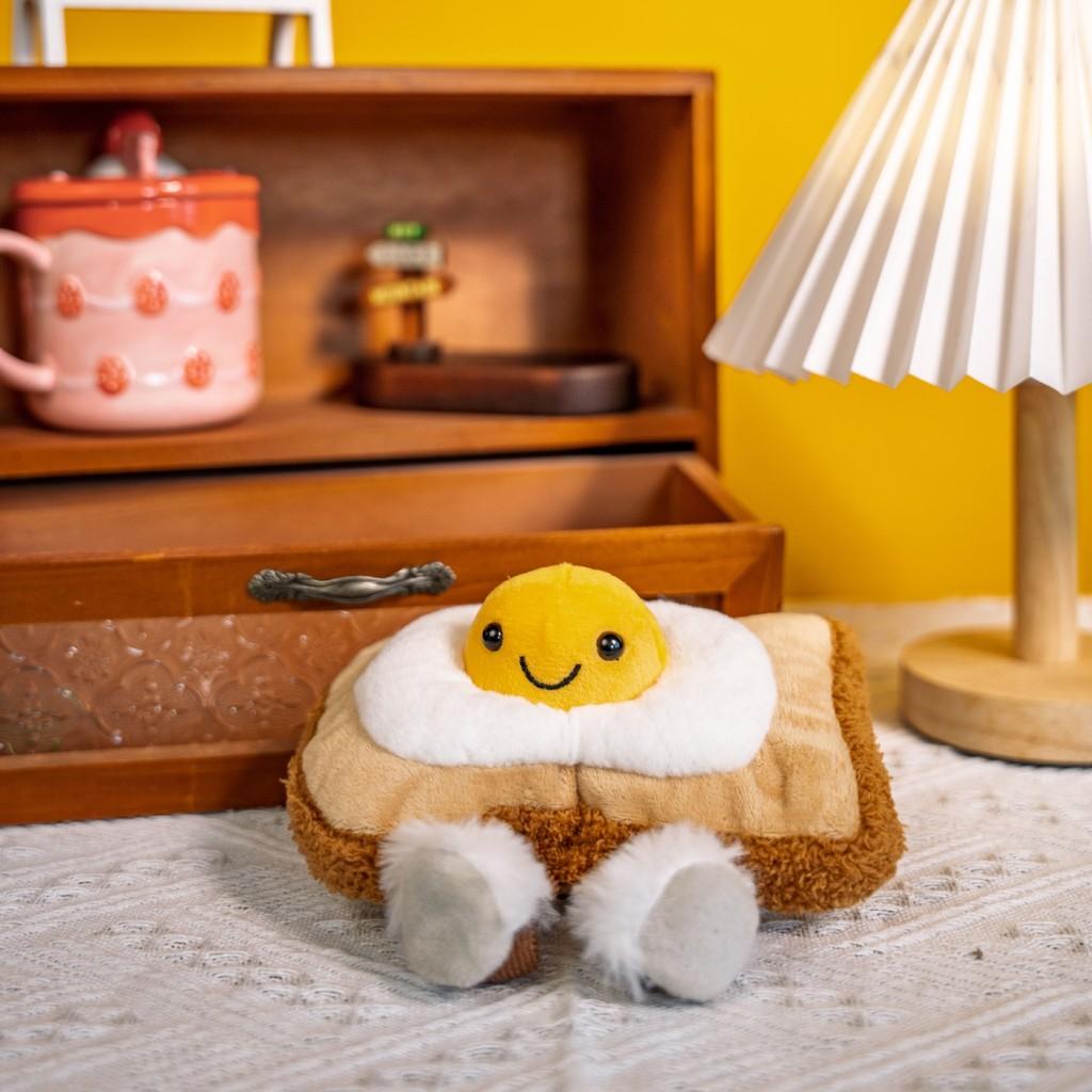 Fried Cute Egg Toast Cartoon Food Plush Toy Doll For Gifts And Room Decoration