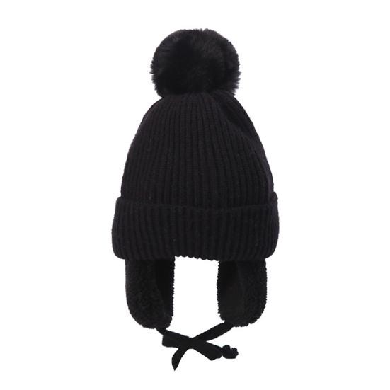 Yousheng Children Hat Thickened Wool Knit Hat with Pom-Pom Ball Decor Extended Ear Flaps Design Fleece Lining Warm Winter Hat