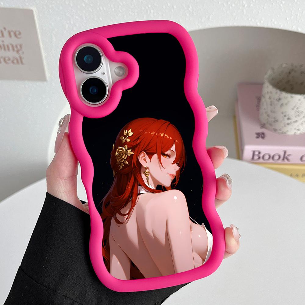 HSR Himeko Чехол для мобильного телефона из ТПУ с волнистым краем для iPhone 17 16 15 14 13 12 11 Air Pro Max Plus Цветная крышка