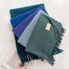 Blue Green Scarf for Girls with A Sense of Atmosphere In Winter Versatile Solid Color Long Scarf  Imitation Cashmere Tassel Shawl Scarf  Cold Color