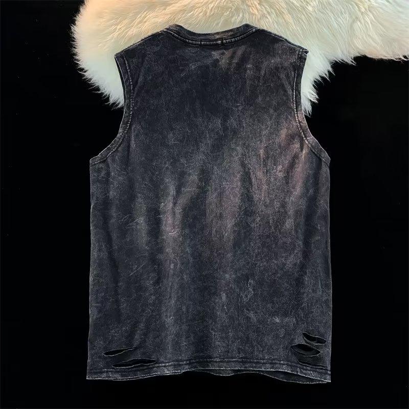 Мужская летняя ретро хип-хоп спортивная майка - Свободная футболка с варкой