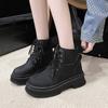 Thick Sole Boots Women's 2024 Autumn/Winter New Vintage High Top Lace Up Casual Shoes Fashion Knitted Short Boots Women Shoes