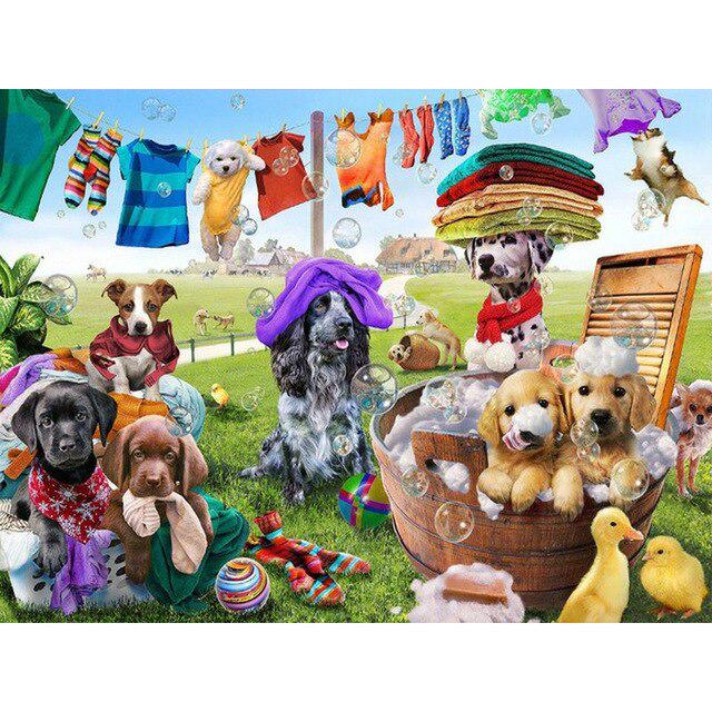 Собака DIY 5D алмазная живопись полная круглая дрель мультфильм животное Алмазная вышивка набор для вышивки крестом горный хрусталь мозаичная Наклейка на стену