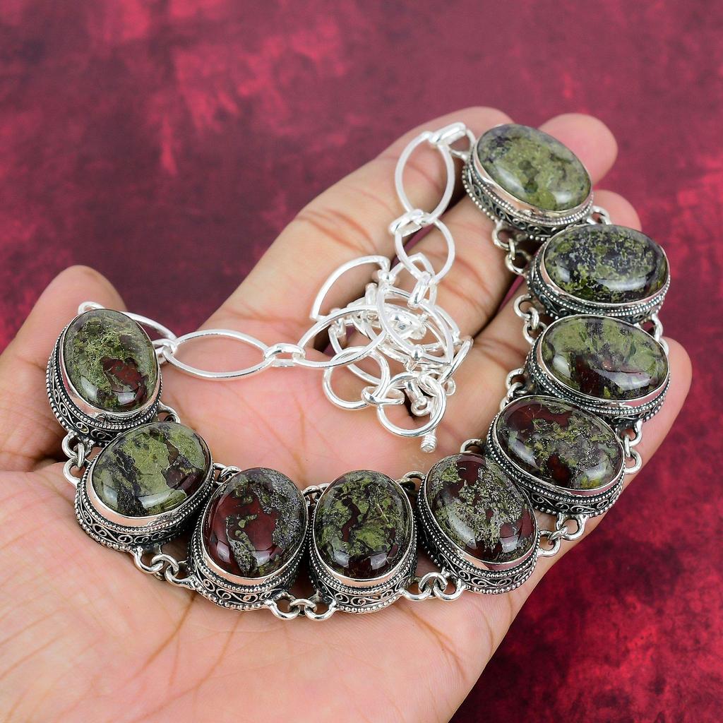 Dragon Blood Jasper Necklace, Natural Gemstone 925 Solid Sterling Silver Necklace, Handmade Jewelry, Anniversary And Birthday Gift For Her
