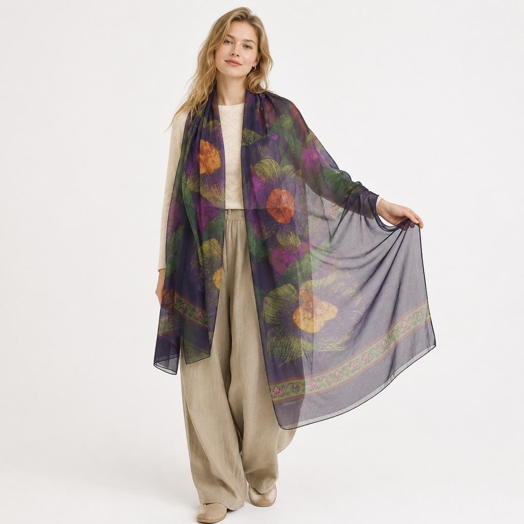 Silk scarf women's new beach silk scarf sunscreen large shawl yarn Sanya seaside shawl scarf summer