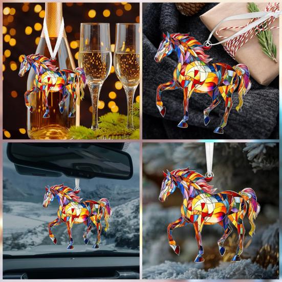 Лошадь Акриловый Ловец Солнца Красочная Лошадь Украшение на Рождественскую Елку Конный Подарок Женщинам для Любителей Лошадей