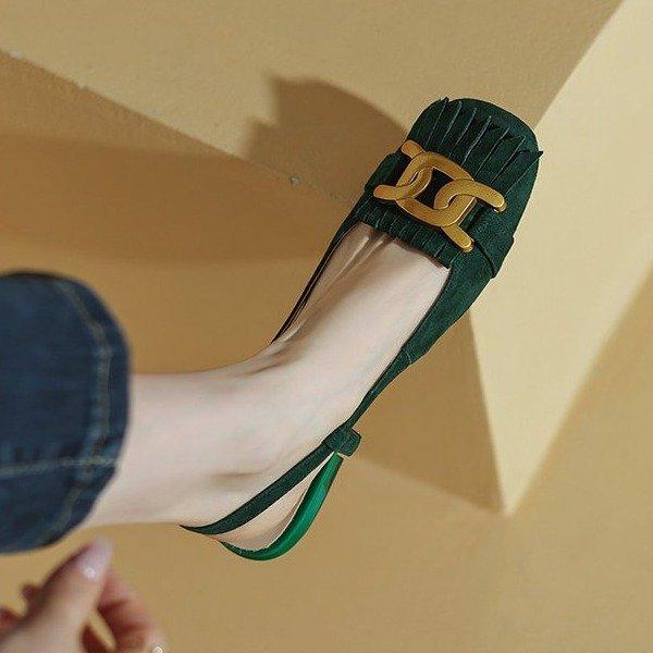 Ретро сандалии женские летние новые с закрытым носком и задним ремешком женские туфли металлическая пряжка низкий каблук обувь партия