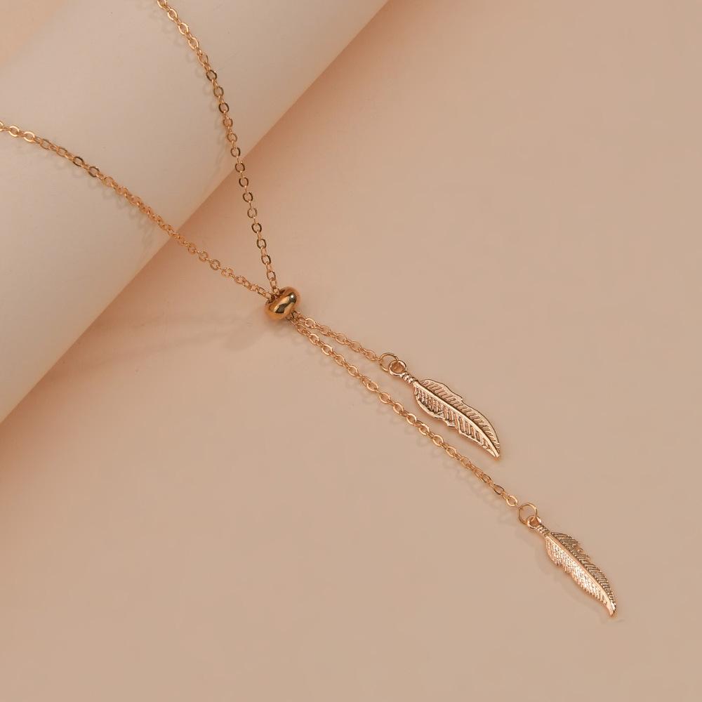 Персонализированное ожерелье-свитер Лист Регулируемый сплав Женское ожерелье