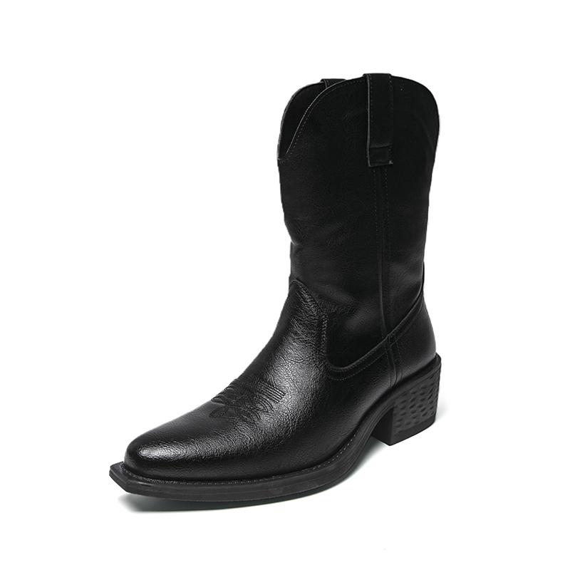 Men's Handmade Cowboy Boots for Men Genuine Leather Retro Western Boots with Pointed Toe for Riding, Horseback, Country Style