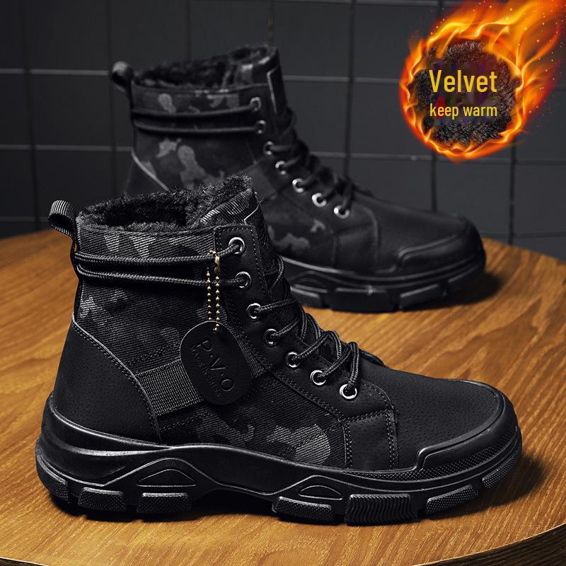 Модные мужские ботинки Martin с камуфляжным принтом для активного отдыха — четыре сезона, большие размеры, плюс бархат, утолщенные