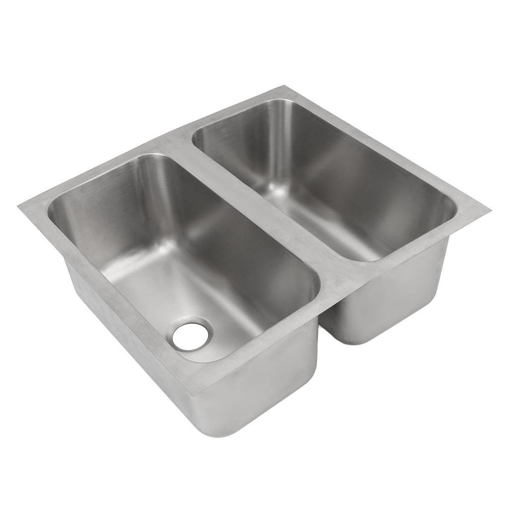 RV Sink 304 Stainless Steel Square Kitchen Double Bowl Sink with 40mm Drain Outlet for Caravan Boat Motorhome Truck