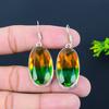 Bi-Color Tourmaline Gemstone Handmade 925 Sterling Silver Earring 2.09" w3K45