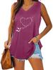 Women Fashion V Neck Printed Sleeveless Top Summer Casual Pullover Loose Tank Top