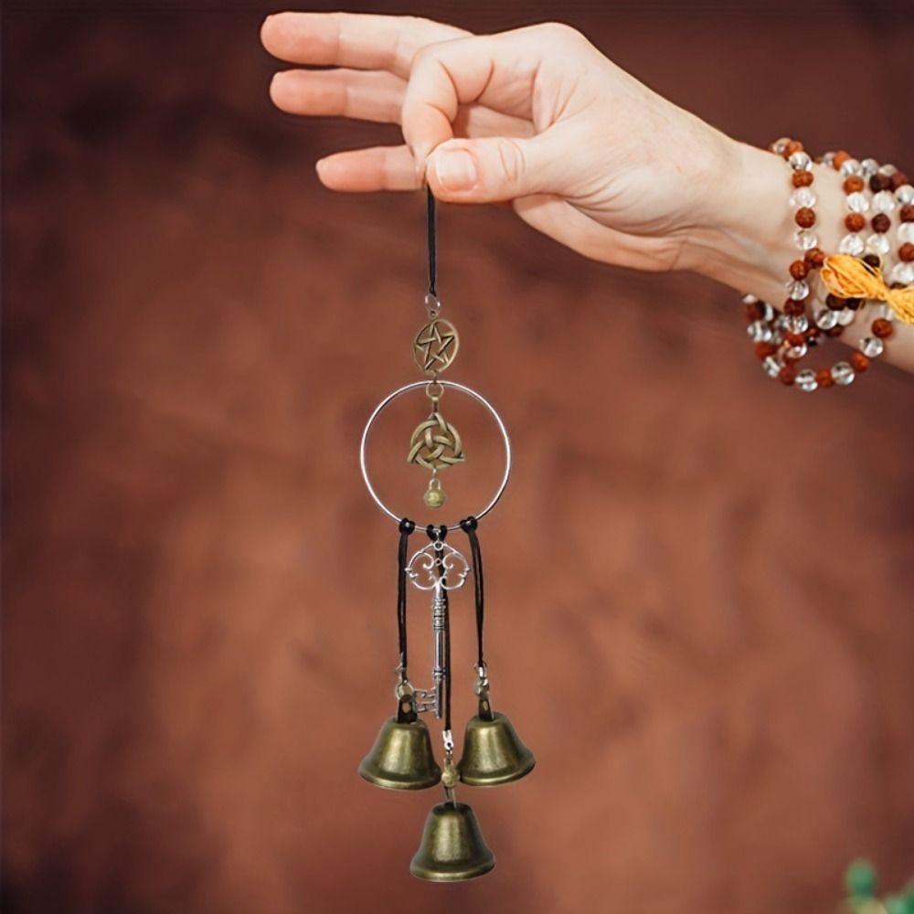 Craft Handmade Hanging Witch Bell Retro Creative Metal Pendant Vintage Novelty Wind Chime Wreath Outdoor