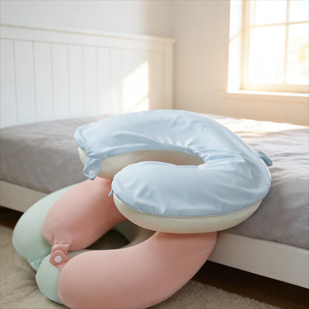 Cooling Silk U Shaped Pillow Memory Foam Soft Portable Foldable Neck Support for Travel Airplane Nap Comfortable Sleep Aid