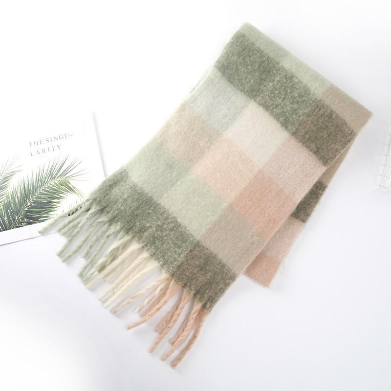 Tonglu Plaid Scarf New Imitation Cashmere Mohair Autumn and Winter Women's Warm Shawl