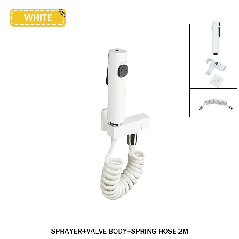 Белый ручной распылитель для туалета Mate Bidet, набор для ванной комнаты, настенный латунный угловой клапан, распылитель для туалета высокого давления из ABS