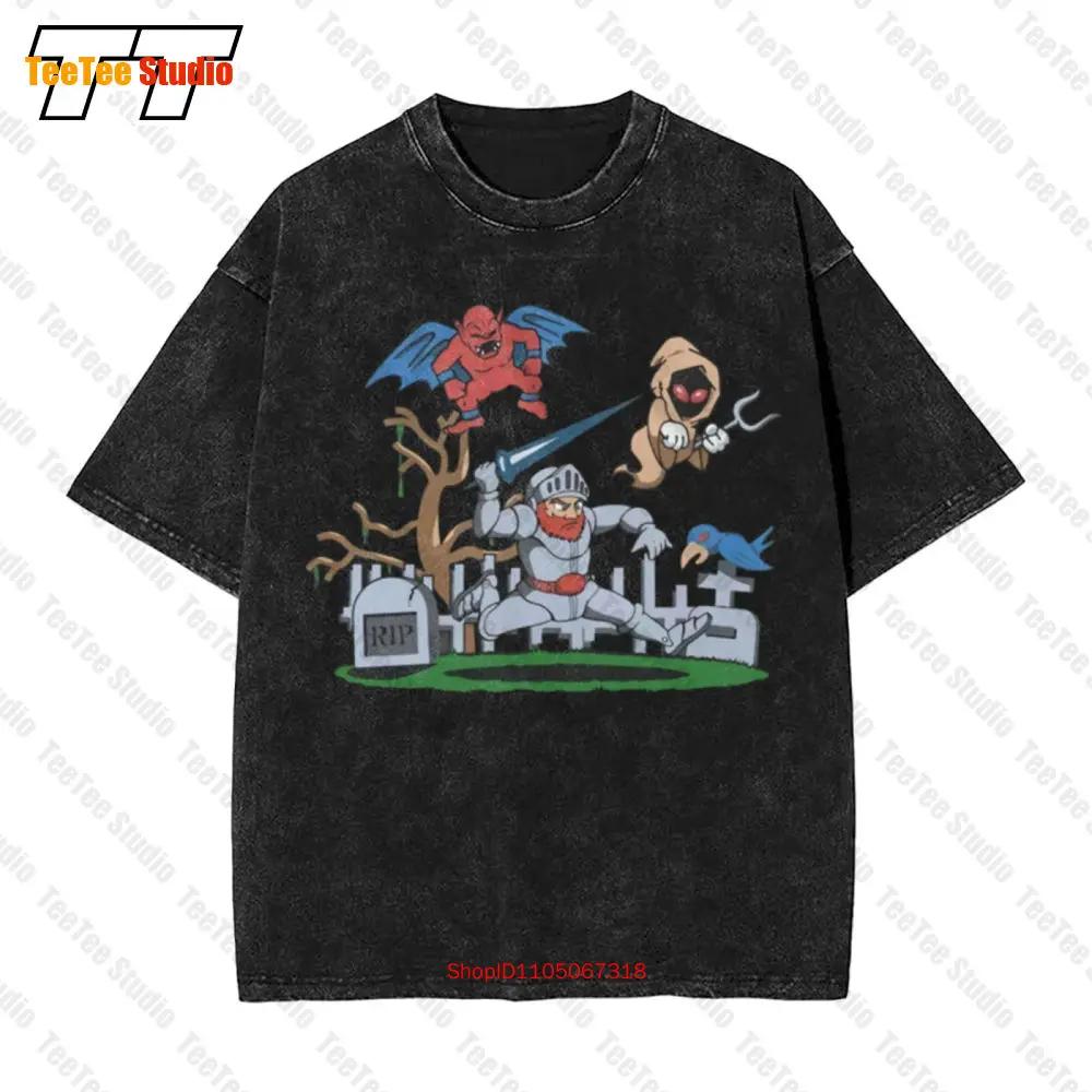 Ghosts N Goblins Graveyard Black Heather Vintage Oversized T-Shirt GZNQ