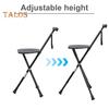Folding Cane with Seat LED Light Portable Seat Aluminum Alloy Walking Stick 5 Height Adjustable 2-in-1 Crutch Stool Gift for Elderly