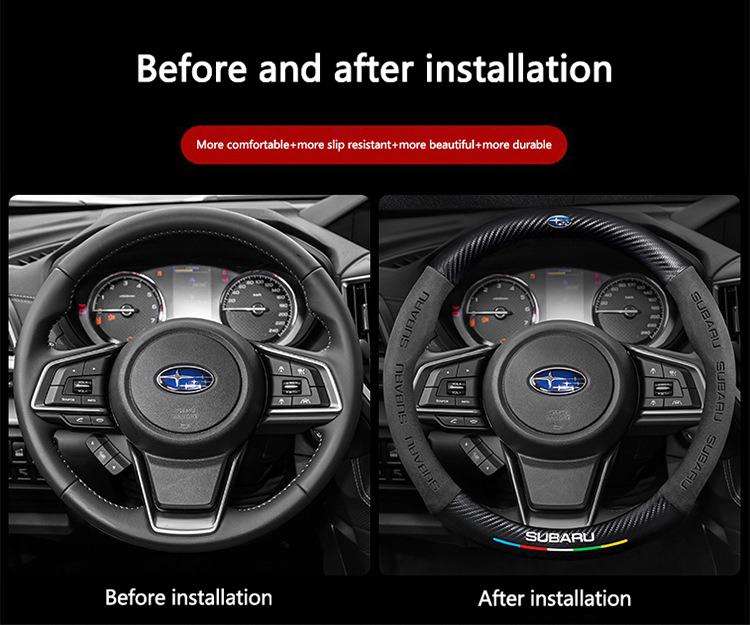 Carbon fiber Leathe Car Steering Wheel Cover Protector For Subaru STI Forester XV Outback Legacy WRX Tribeca Levorg Crosstrek PP444