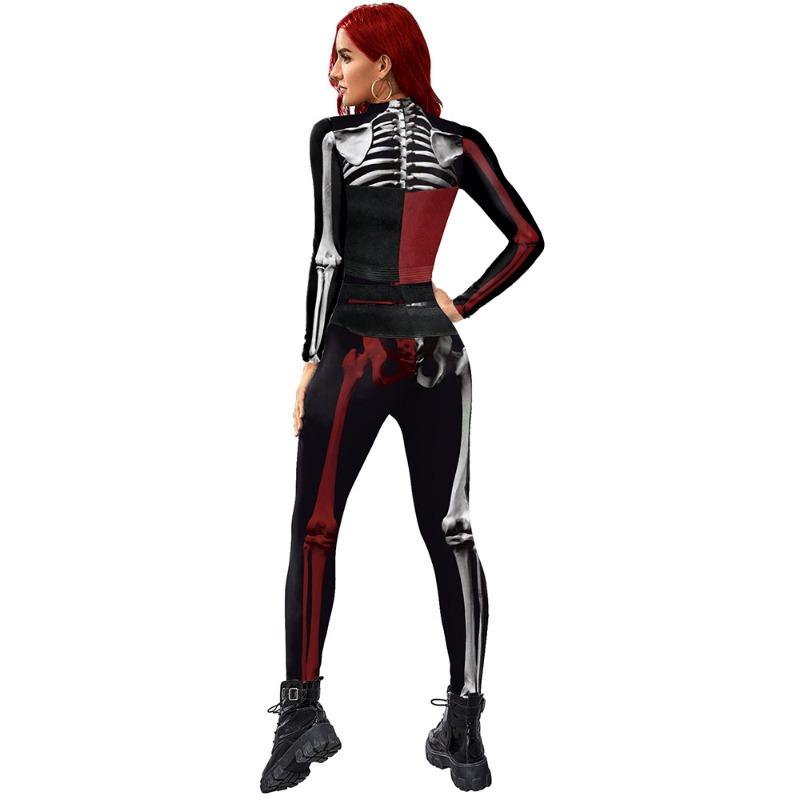 Хэллоуин новый женский кино клоун женский скелет смешной принт комбинезон комбинезон с длинным рукавом