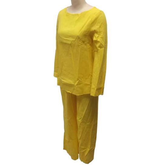 2Pcs/Set Women Casual Outfit O-neck Long Sleeve Tops Elastic Waist Wide Leg Long Pants Set Solid Color Loungewear